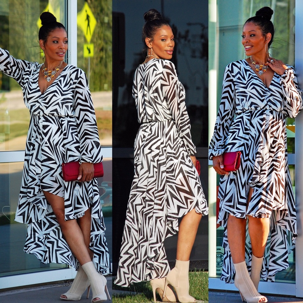 Chevron Chiffon Dress