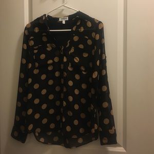 Express black and brown polka dot blouse