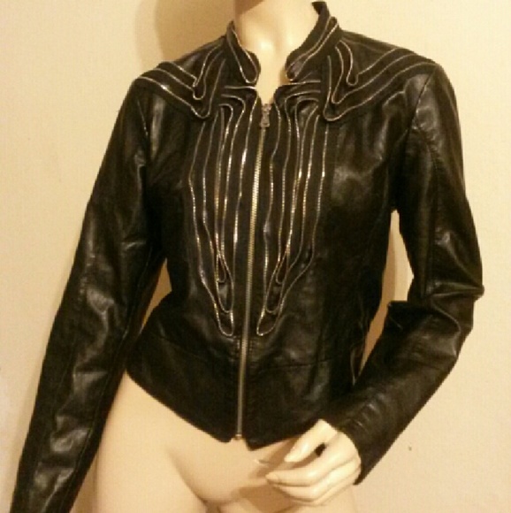 Babyphat faux leather zipper blazer