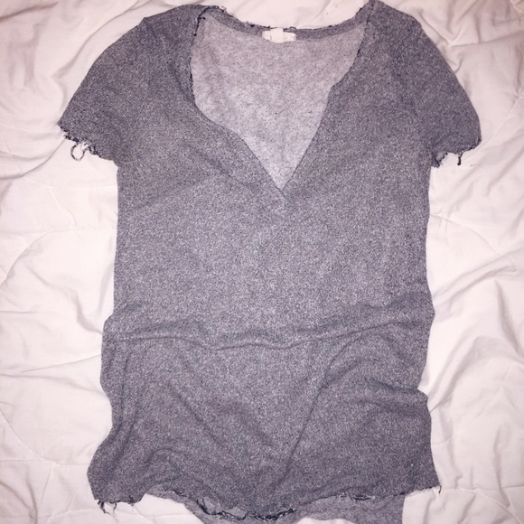 Distressed Grey Urban Outfitters V-Neck Top