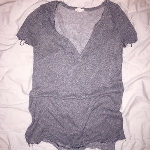 Distressed Grey Urban Outfitters V-Neck Top