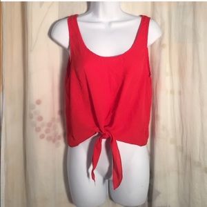 Red tie crop top