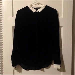 Velvet button up collared shirt with cuffs