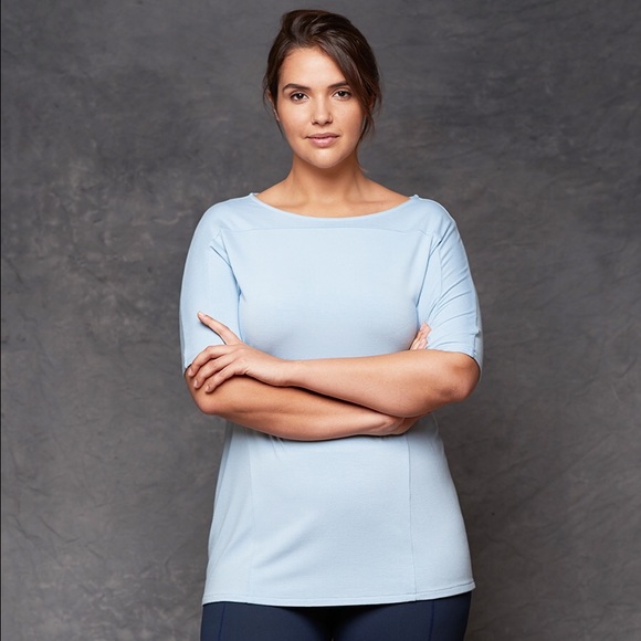 Pale Blue Bamboo fitted boatneck T-shirt