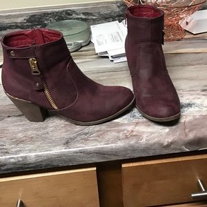 Burgundy/wine leather booties