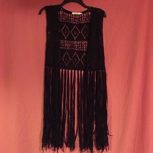 Black crochet fringe jacket