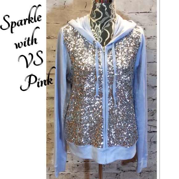 PINK Victoria's Secret Jackets & Blazers - SZ LG VICTORIA'S SECRET PINK SEQUIN HOODED JACKET