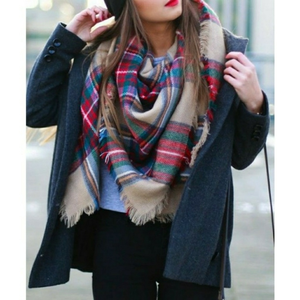 2XHP||⭐Luxe Oversized Plaid Blanket Scarf