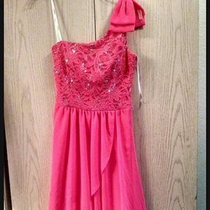 Neon Pink High Low Dress