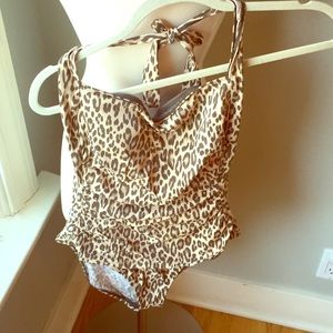 Tommy Bahama Leopard Print Halter Bathing Suit