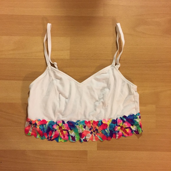 Victoria's Secret White Multicolored Lace Bralette