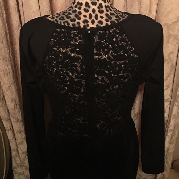 Black open back lace dress Large