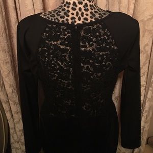 Black open back lace dress Large