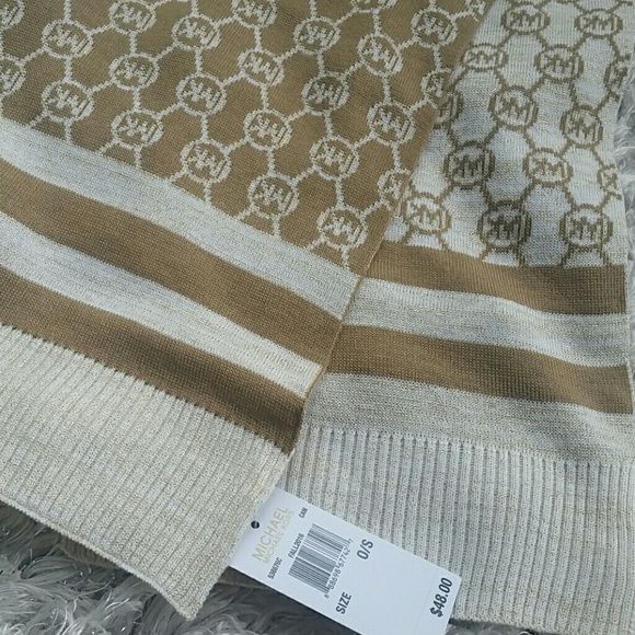 🆕 MICHAEL KORS Gold, cream and tan scarf● NWT - Picture 3 of 4