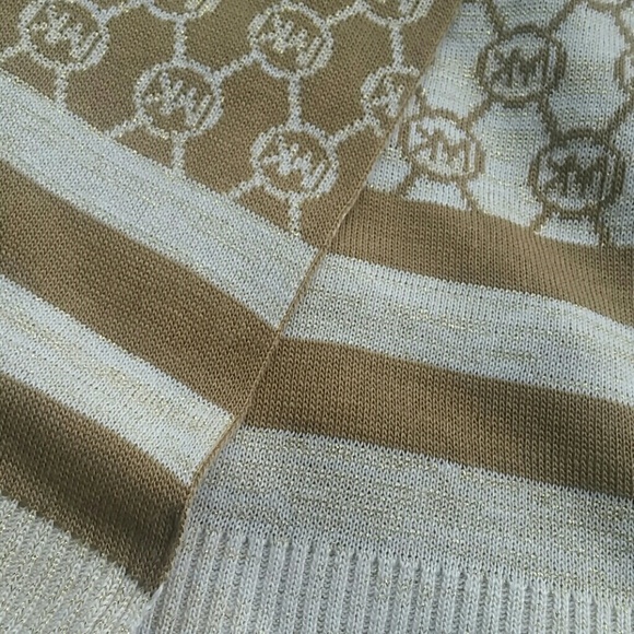 🆕 MICHAEL KORS Gold, cream and tan scarf● NWT - Picture 4 of 4