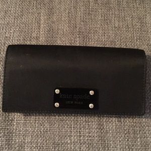 Kate Spade black nylon wallet w/ polka dot print