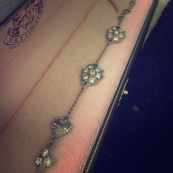 Silver juicy couture heart and flower bracelet