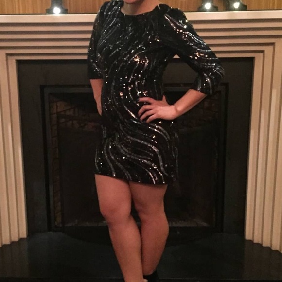 Express Black Sequin Dress