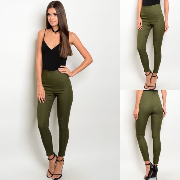 🎉CLEARANCE🎉 Olive Fitted Skinny Pants - Picture 2 of 3