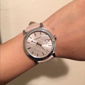 Burberry Check Stamped leather watch