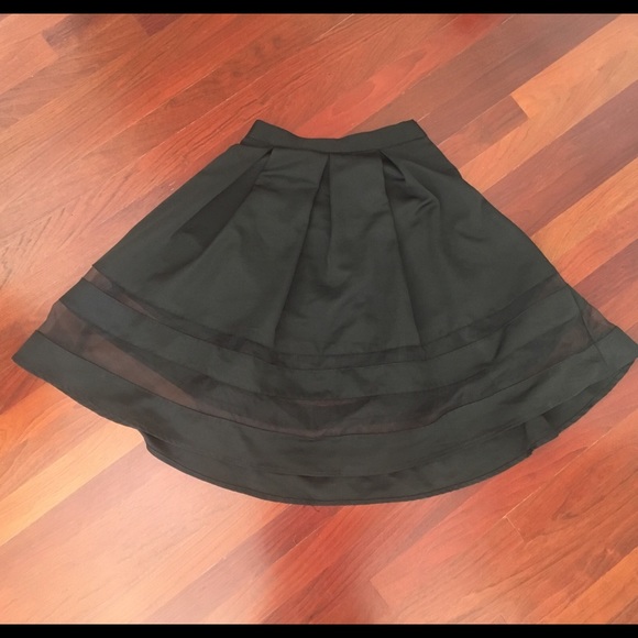Black mesh midi skirt