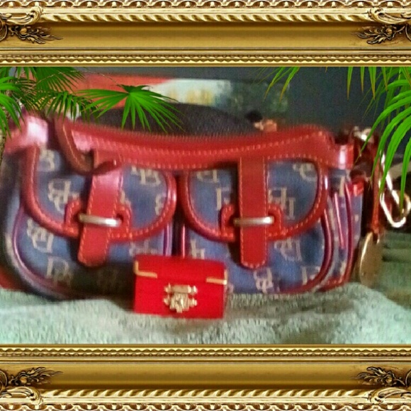 D&B Saddle Signature Red and Blue Denim Bag