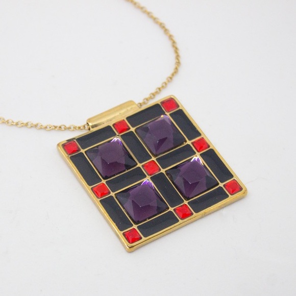 Kate Spade Mod square Necklace purple orange