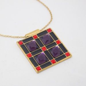 Kate Spade Mod square Necklace purple orange