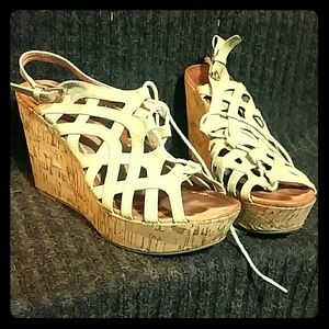 Cork lacey wedges
