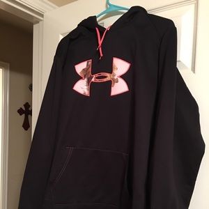 UA hoodie! Black and pink camo! 2xl super cute