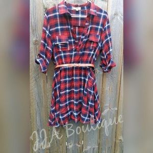 Red Navy Plaid Dress