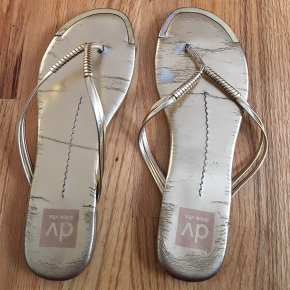 Dolce vita gold flip flops