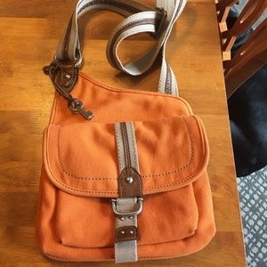 Fossil Canvas crossbody bag with leather details