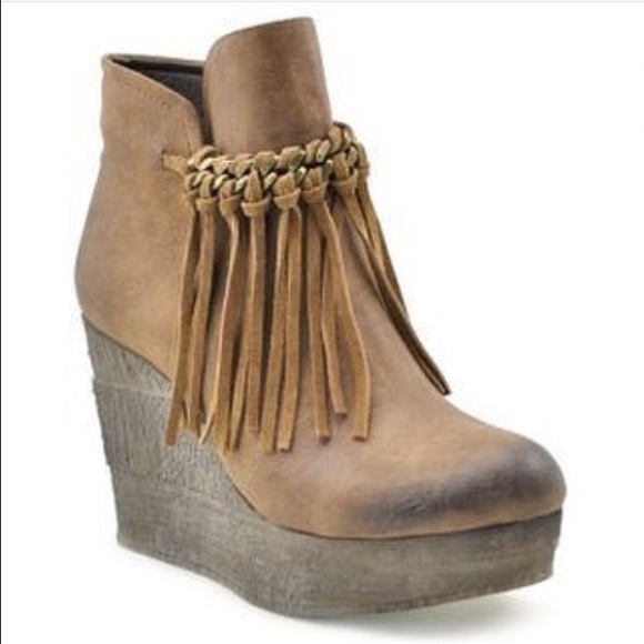 Brown Fringe Booties