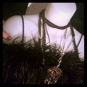 Black Velvet floor length formal feather size 8