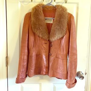Gorgeous Vintage Leather Sheep's Wool Jacket