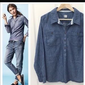 Toms pull over half button shirt