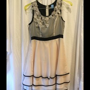 Black & soft white knee length dress.