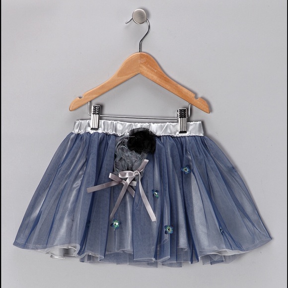 Blue & Grey Satin & Tulle Dress, NWT - Picture 4 of 4