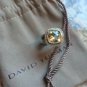 David Yurman Prasiolite Albion Ring with Diamonds