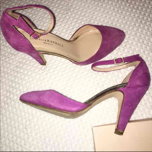 Loeffler Randall Shoes - Loeffler Randall Suede Orchid & Gold Ankle Pump