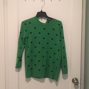Jcrew Green polka dot 100% Cashmere sweater