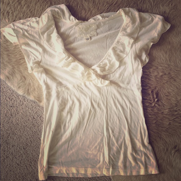 Anthropologie Tops - Anthropologie off white ruffle top
