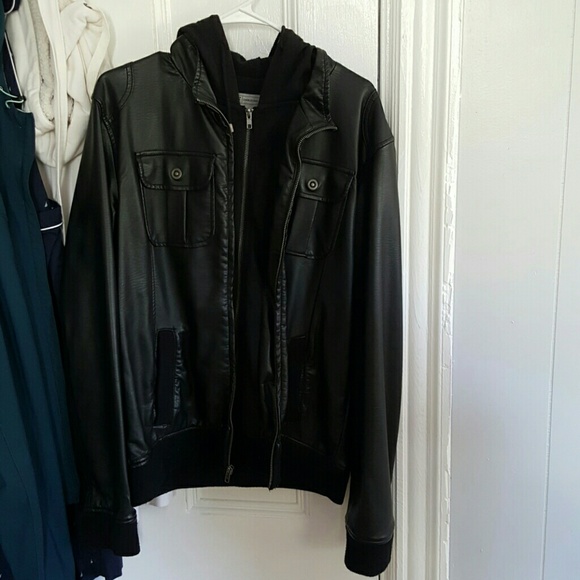 Mens Hooded Leather Jacket