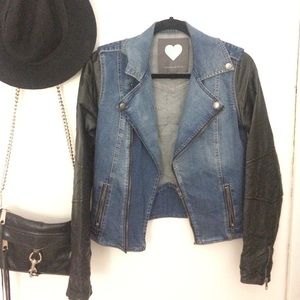 Leather Denim Biker Jacket