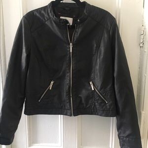 Sexy black faux-leather Moto jacket