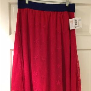 LuLaRoe Lola; red with blue band