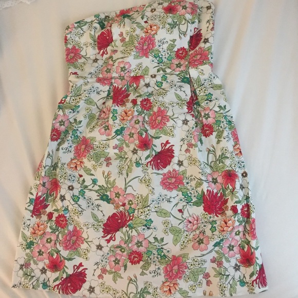 strapless floral dress
