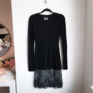 BCBG Max Azria soft long sleeve dress w/ lace hem