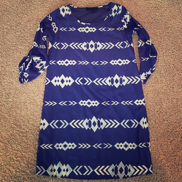 Navy, geometric print dress